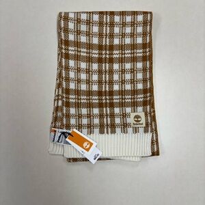 Timberland Tan and Cream Checkered Scarf